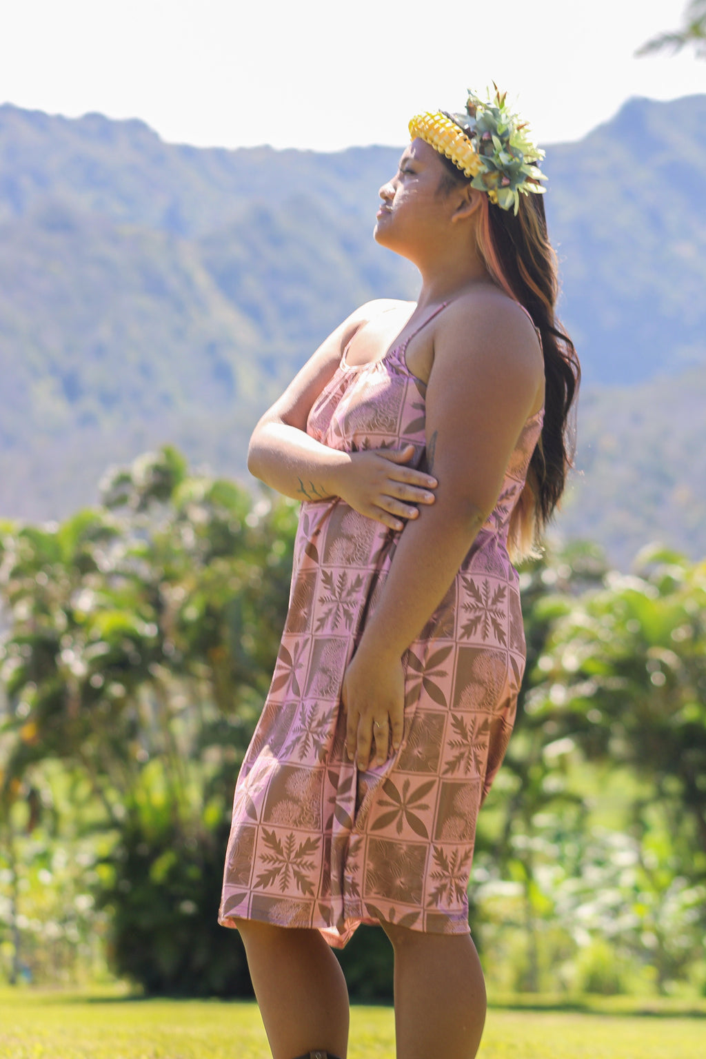 Nohealani Strap Dress Dark Pink