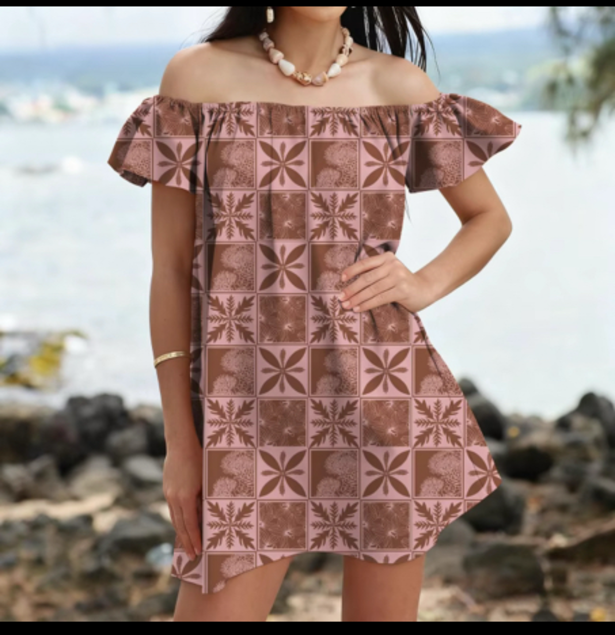 Nohealani Off Shoulder Dress Dark pink