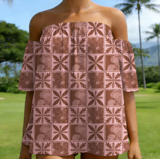 Nohealani Off Shoulder Shirts Dark Pink
